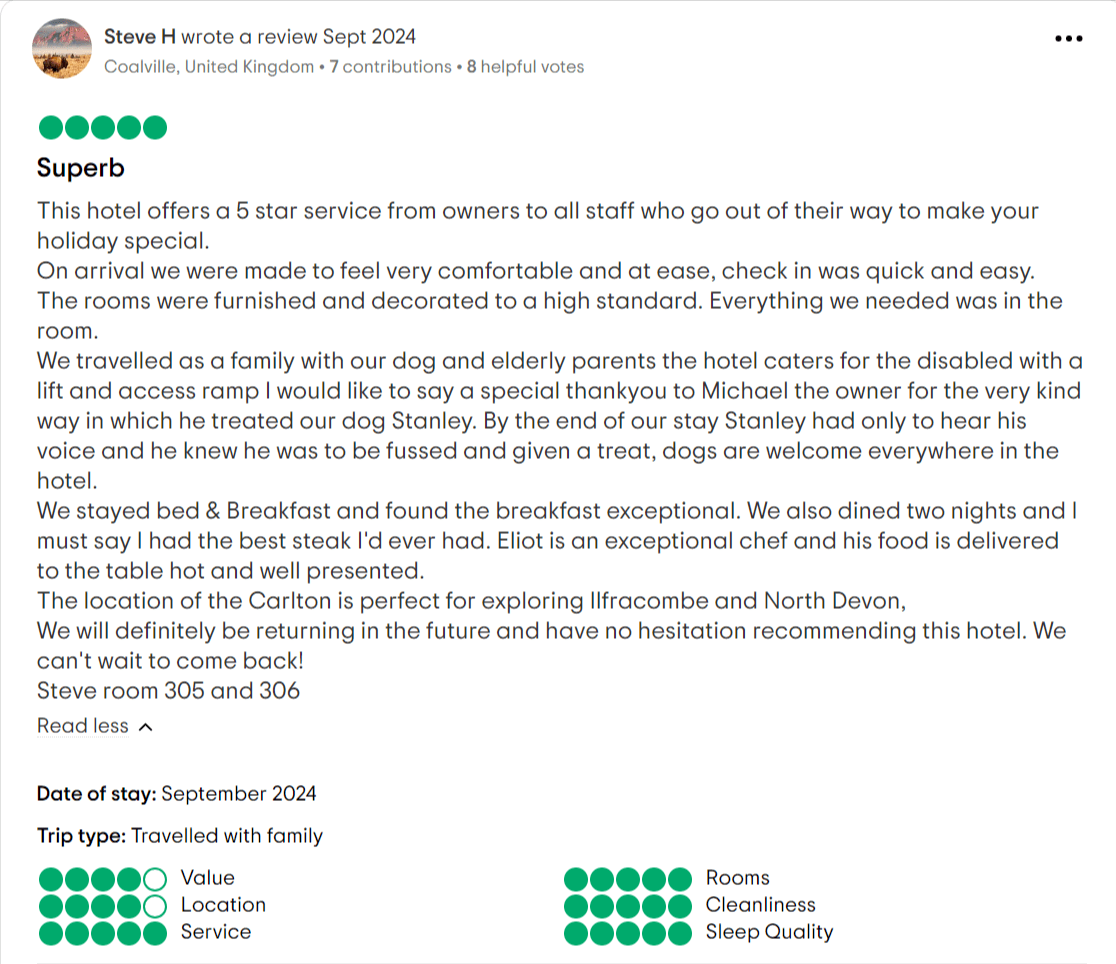 Carlton Hotel Ilfracombe Trip Advisor Review