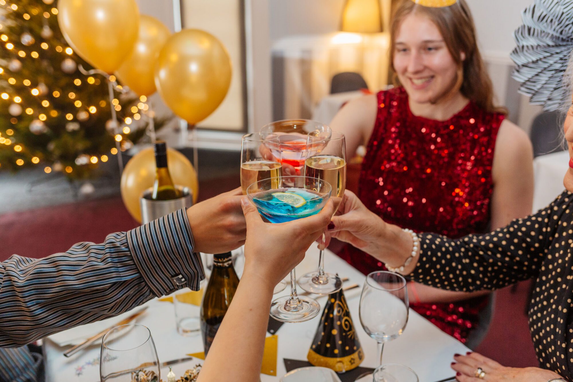 A family enjoy a meal at The Carlton Hotel Christmas party venue in North Devon